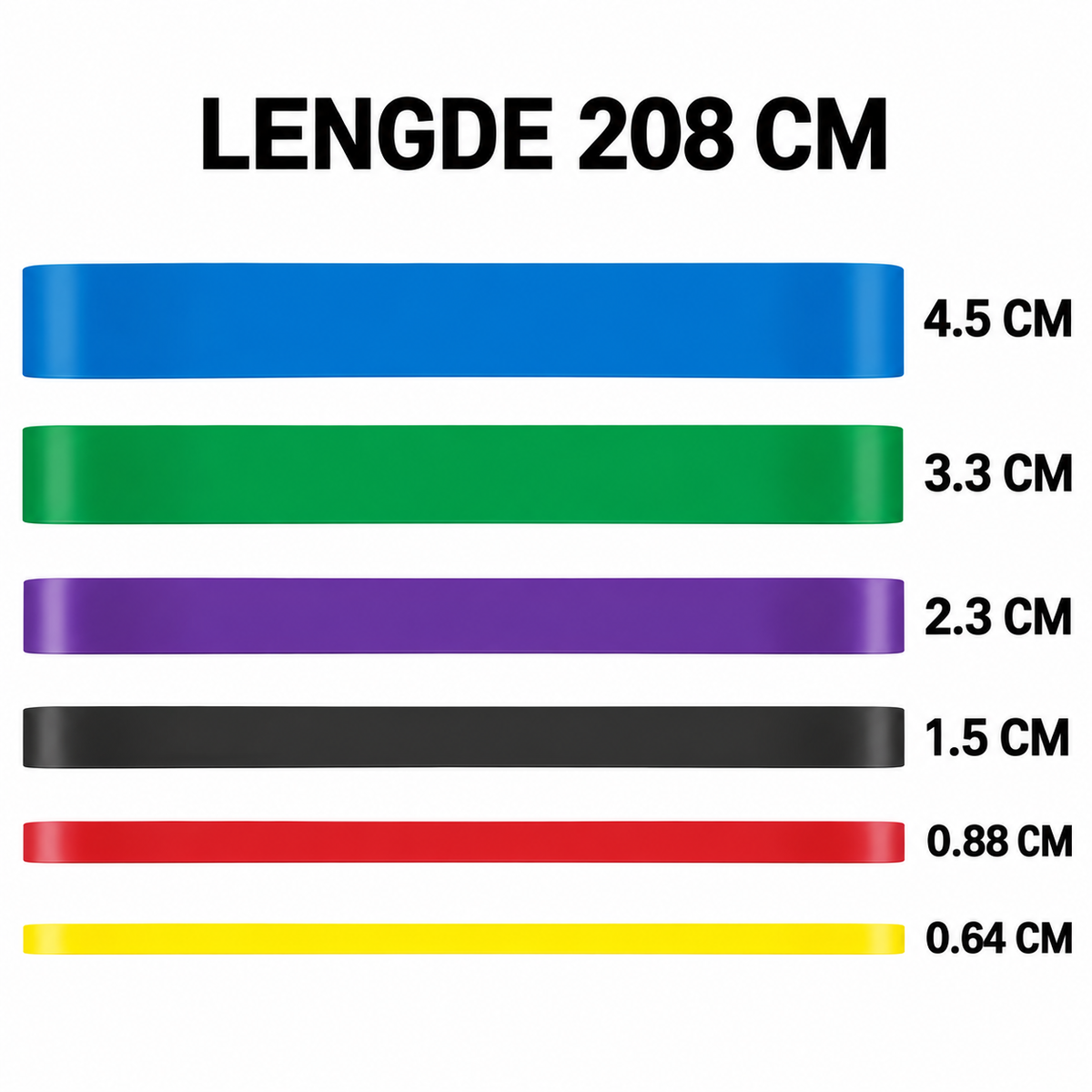 Motstandsbånd langt – latex tube 7 nivåer